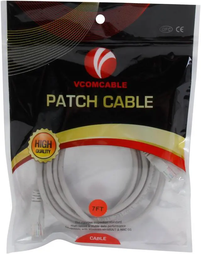 Alt view image 3 of 3 - VCOM VC511B-7GY 7 ft. Cat 5E Gray Crossover Cable