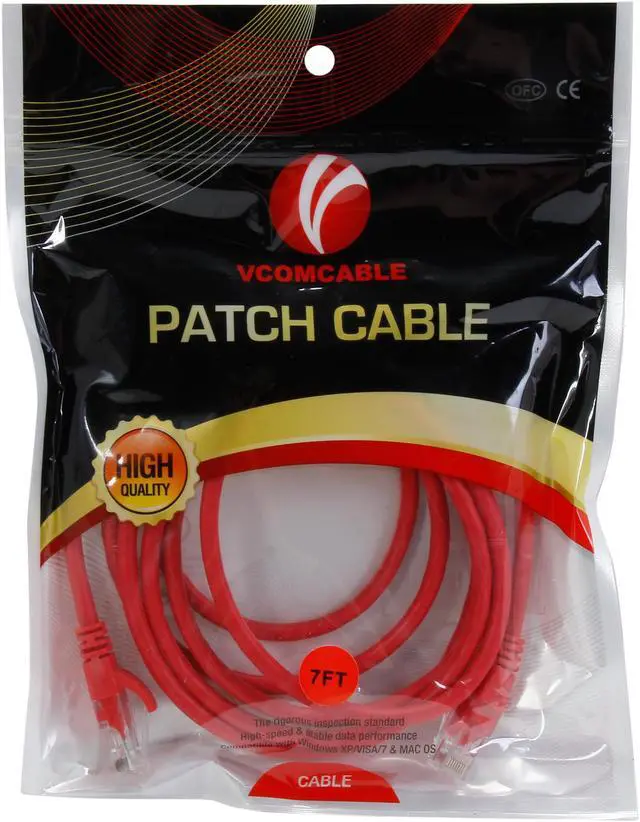 Alt view image 3 of 3 - VCOM VC511B-7RD 7 ft. Cat 5E Red Crossover Cable