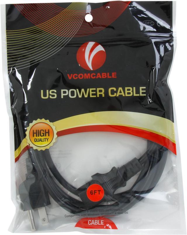 Alt view image 3 of 3 - VCOM Model VC-POW/UL6 6 ft. US-3Prong Power Cord