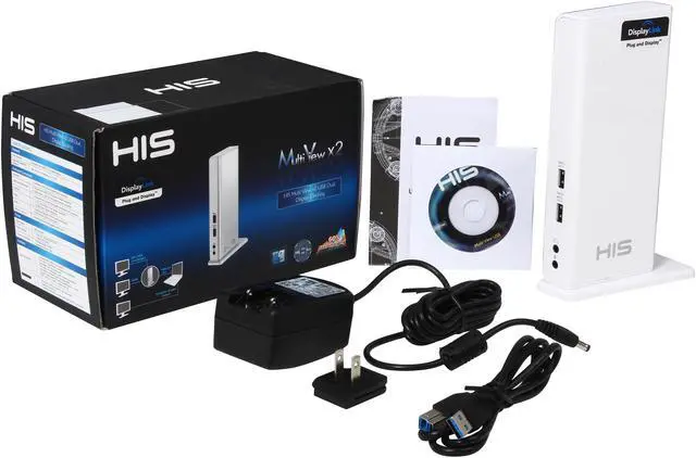 Alt view image 6 of 6 - HIS HDOCK1 Multi-View x2 USB Docking Station (BC 1.2 superfast charging, HMDI + DVI up to 2048 x 1152, USB 3.0 port x2pcs, USB 2.0 x 4pcs, Gigabit Ethernet, Audio 2.1 channel)