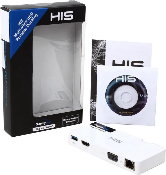 Alt view image 7 of 7 - HIS Multi-View USB Portable Docking Station, Gigabit Ethernet for Mac & Windows (HDMI + VGA up to 2048 x 1152, USB 3.0 port)