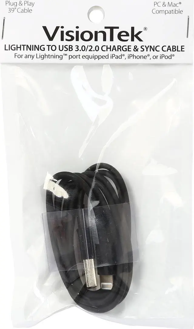 Alt view image 3 of 3 - VisionTek 900776 Black Lightning to USB Black 1 Meter Cable