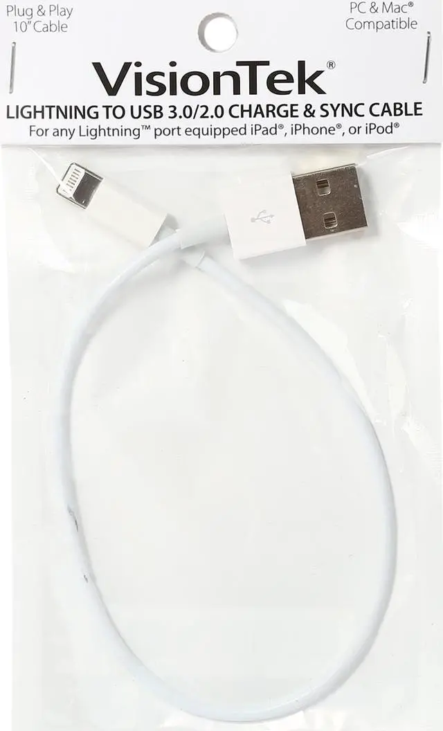 Alt view image 3 of 3 - VisionTek 900779 White Lightning to USB White .25 Meter Cable