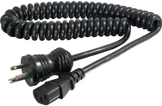 Alt view image 3 of 3 - C2G 48066 18 AWG Coiled Hospital Grade Power Cord - NEMA 5-15P to IEC320C13, TAA Compliant, Black (8 Feet, 2.43 Meters)
