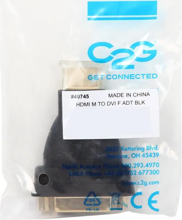 Alt view image 3 of 3 - C2G 40745 Velocity DVI-D Female to HDMI Male Inline Adapter, Black