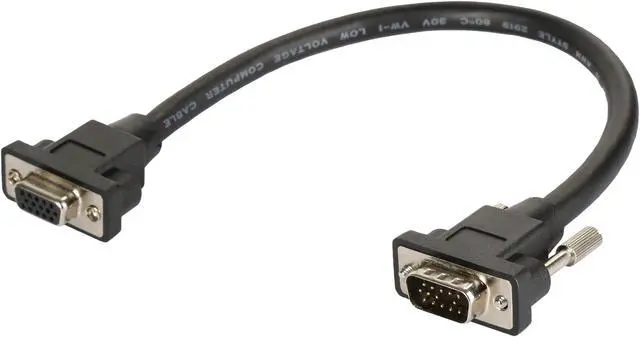 Main image of C2G 52093 Panel-Mount HD15 SXGA Male to SXGA Female Monitor Extension Cable, Black (1 Foot, 0.30 Meters)