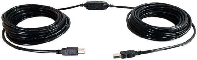 Main image of C2G 38989 USB Active Cable - USB 2.0 A Male to B Male Active Cable for Printers and Scanners, Center Booster Format, Black (25 Feet, 7.62 Meters)