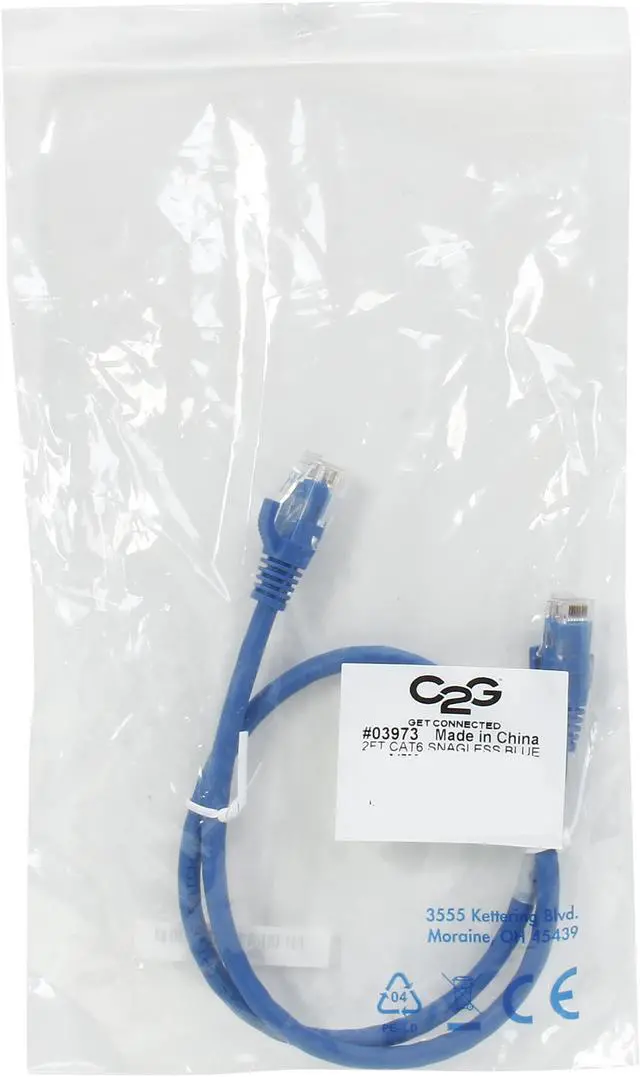 Alt view image 3 of 3 - C2G 03973 Cat6 Cable - Snagless Unshielded Ethernet Network Patch Cable, Blue (2 Feet, 0.60 Meters)