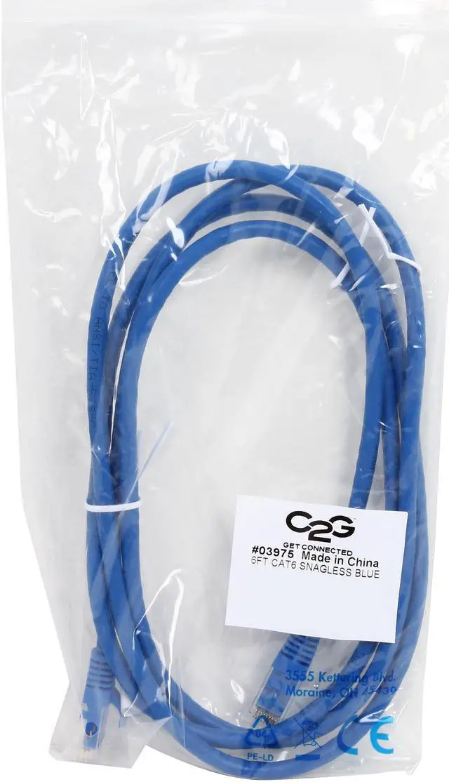 Alt view image 3 of 3 - C2G 03975 Cat6 Cable - Snagless Unshielded Ethernet Network Patch Cable, Blue (6 Feet, 1.82 Meters)