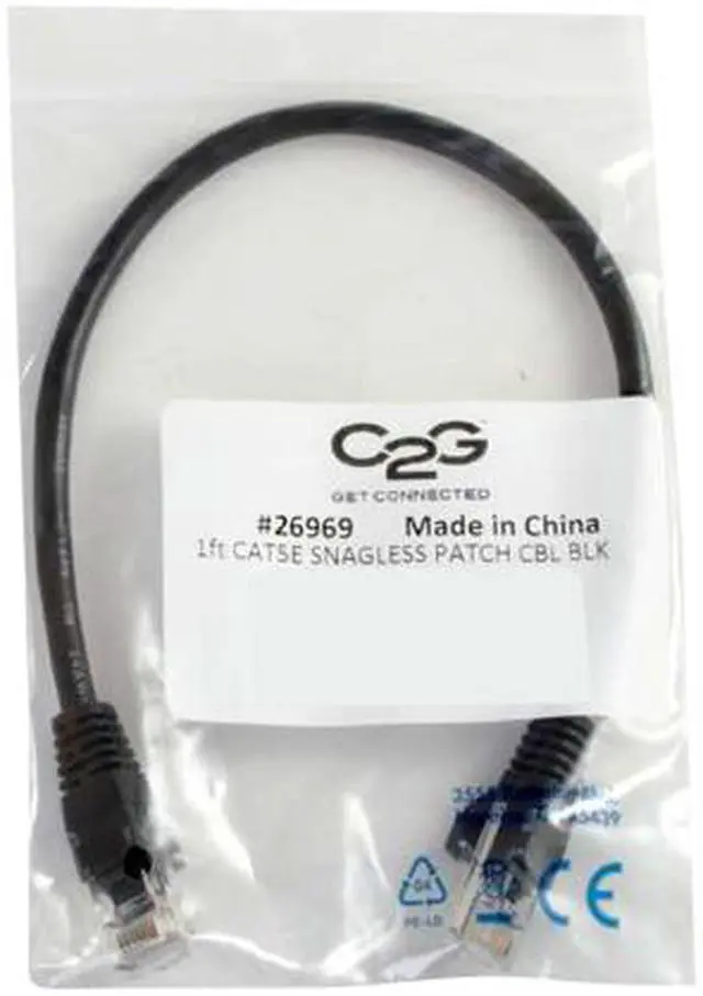 Alt view image 6 of 6 - C2G 00401 Cat5e Cable - Snagless Unshielded Ethernet Network Patch Cable, Black (2 Feet, 0.60 Meters)