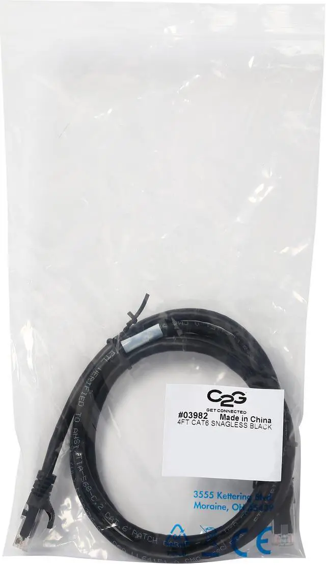 Alt view image 3 of 3 - C2G 03982 Cat6 Cable - Snagless Unshielded Ethernet Network Patch Cable, Black (4 Feet, 1.22 Meters)
