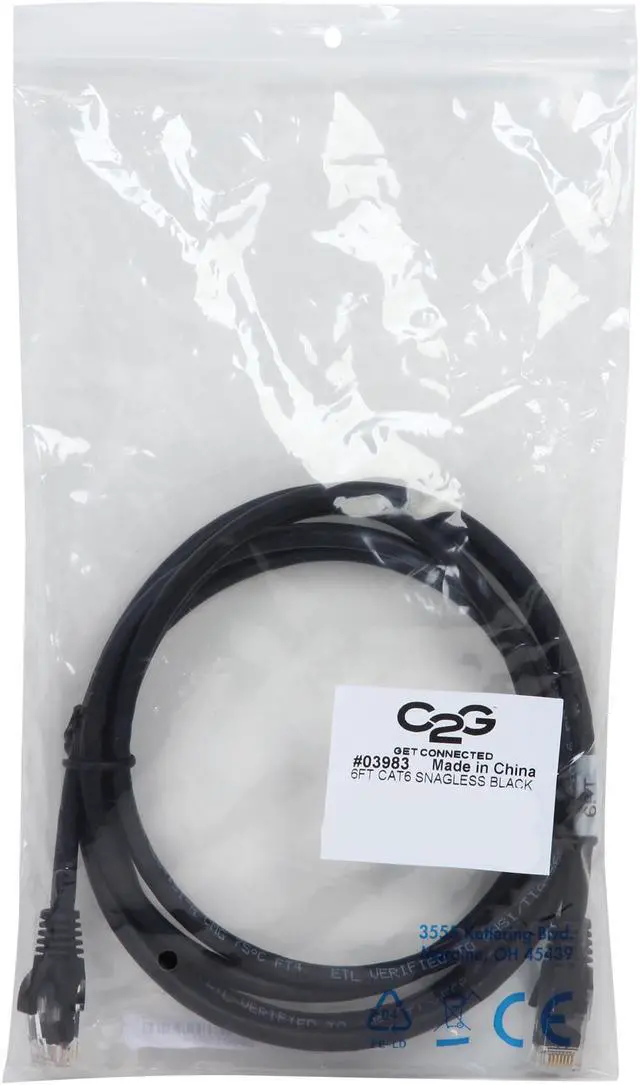 Alt view image 3 of 3 - C2G 03983 Cat6 Cable - Snagless Unshielded Ethernet Network Patch Cable, Black (6 Feet, 1.82 Meters)