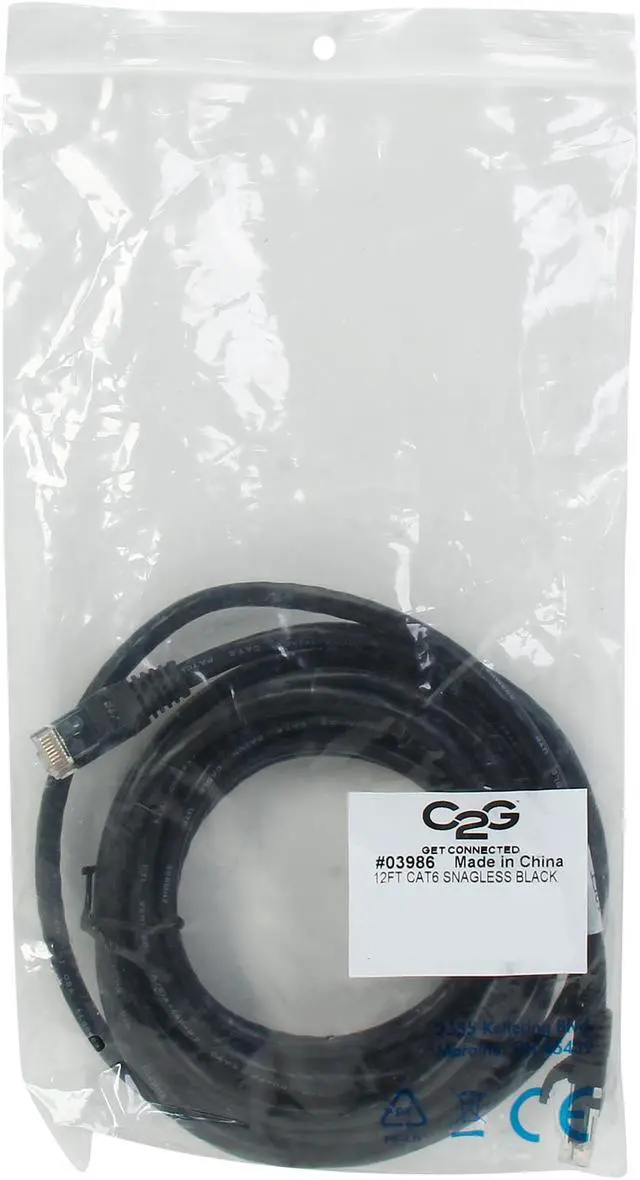 Alt view image 3 of 3 - C2G 03986 Cat6 Cable - Snagless Unshielded Ethernet Network Patch Cable, Black (12 Feet, 3.65 Meters)