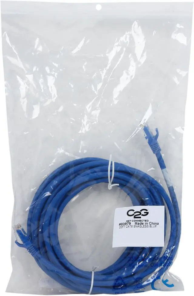 Alt view image 3 of 3 - C2G 03979 Cat6 Cable - Snagless Unshielded Ethernet Network Patch Cable, Blue (20 Feet, 6.09 Meters)