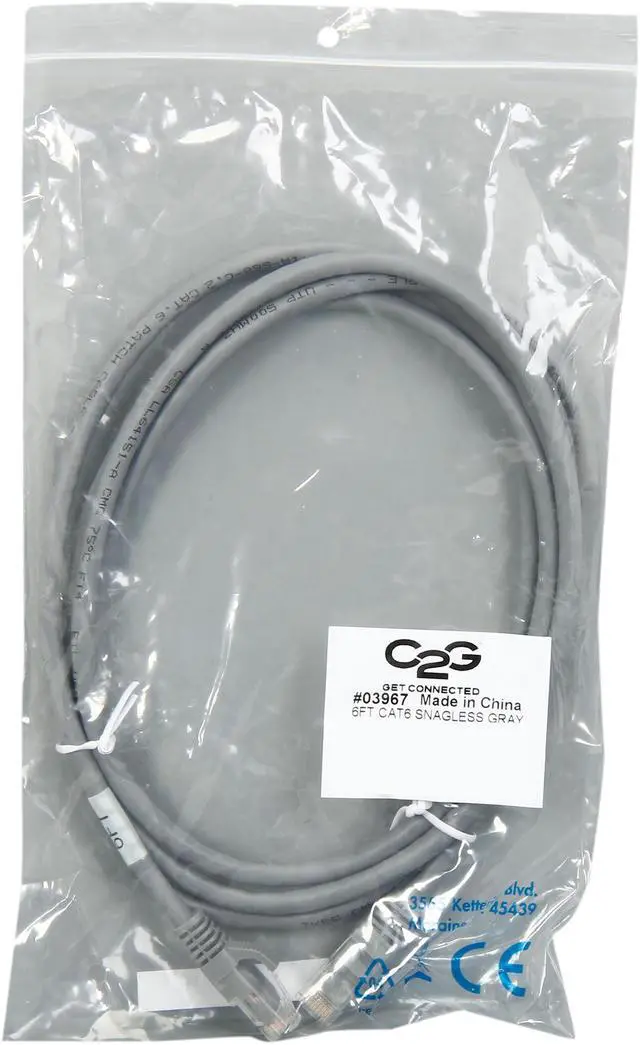 Alt view image 3 of 3 - C2G 03967 Cat6 Cable - Snagless Unshielded Ethernet Network Patch Cable, Gray (6 Feet, 1.82 Meters)
