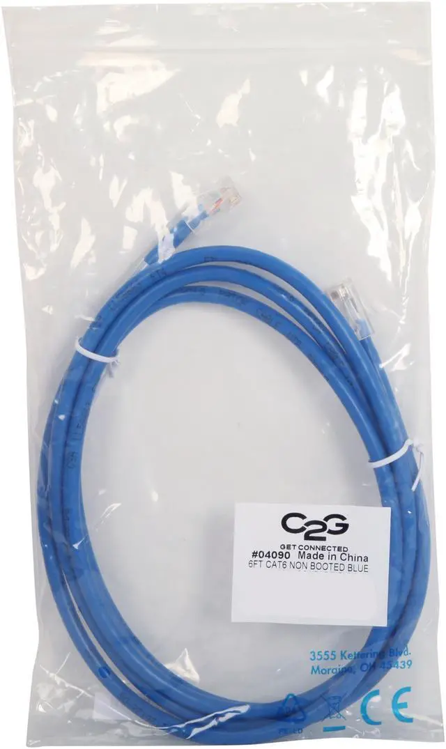 Alt view image 3 of 3 - C2G 04090 Cat6 Cable - Non-Booted Unshielded Ethernet Network Patch Cable, Blue (6 Feet, 1.82 Meters)