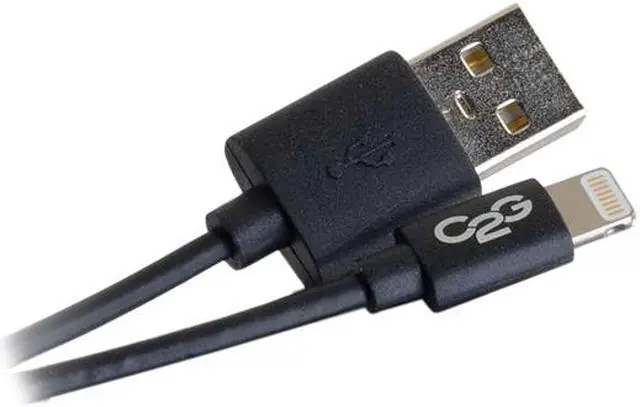 Alt view image 2 of 5 - C2G 35499 Lightning Cable - USB A Male to Lightning Male Sync and Charging Cable for Apple iPad, iPhone, or iPod Devices, Black (3.3 Feet, 1 Meter)