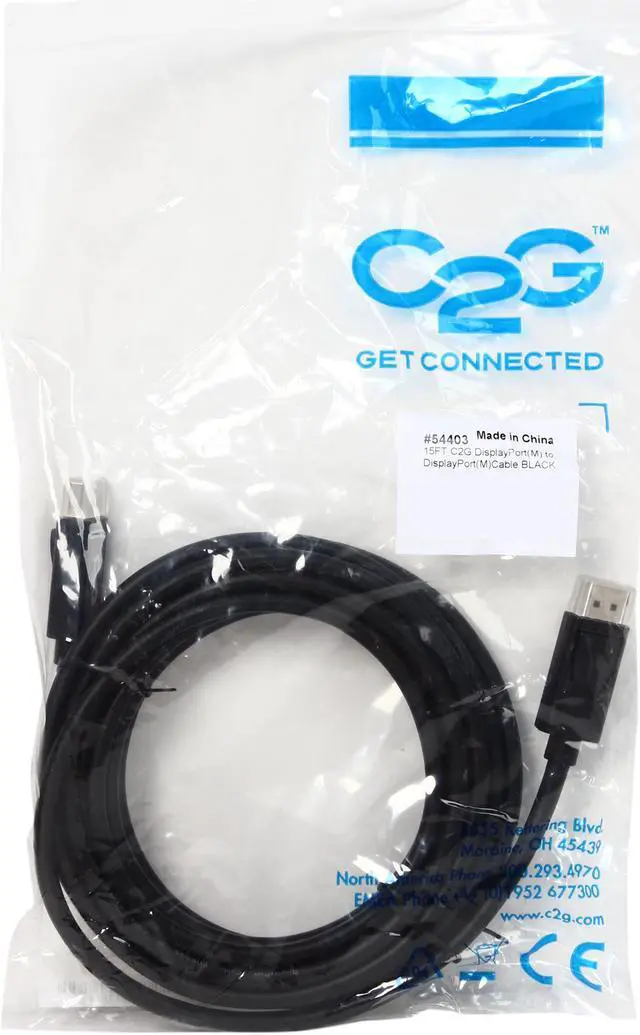 Alt view image 3 of 3 - C2G 54403 DisplayPort Cable with Latches M/M, 8K UHD Compatible - Digital Audio Video, Black (15 Feet, 4.57 Meters)