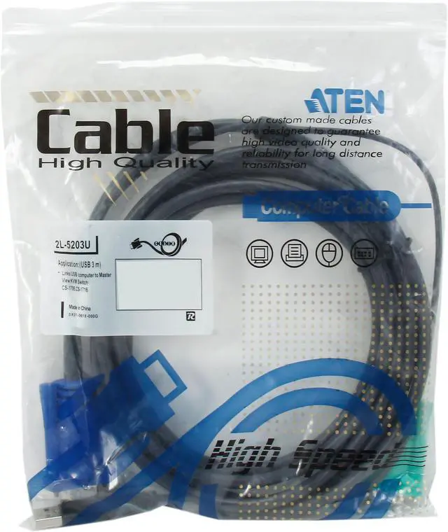 Alt view image 3 of 3 - ATEN 10 ft. 10 Feet USB KVM Cable 2L5203U