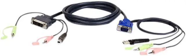 Main image of ATEN USB VGA to DVI-A KVM cable w/Audio 2L7DX3U