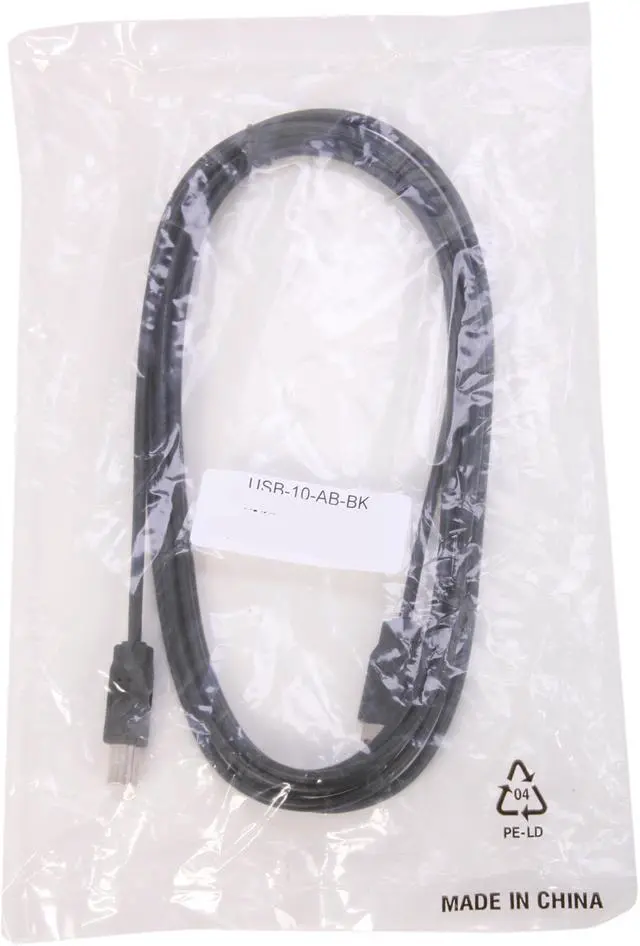 Alt view image 3 of 3 - Nippon Labs Black 10 ft. USB cable A/male to B/male 10ft Model USB-10-AB-BK 10 feet