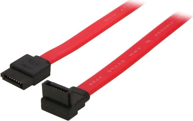 Main image of Nippon Labs SATA-0.5MR 1.6 FT. Mini SATA II Male to Male Ultra Thin Cable with Locking Latch and with 1 Right Angle Connector, Red