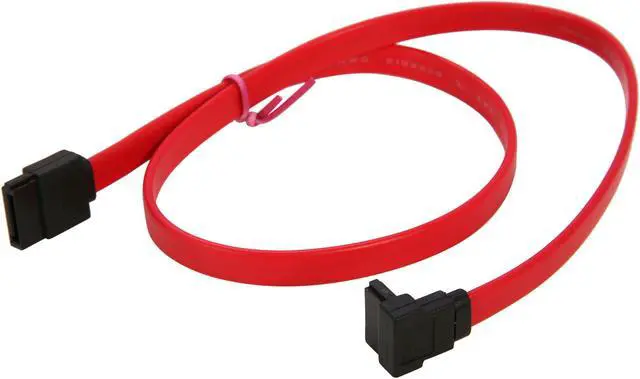Alt view image 2 of 3 - Nippon Labs SATA-0.5MR 1.6 FT. Mini SATA II Male to Male Ultra Thin Cable with Locking Latch and with 1 Right Angle Connector, Red