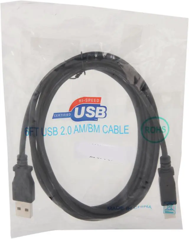 Alt view image 3 of 3 - Nippon Labs Black 6 ft. USB cable A/male to B/male 6ft Model USB-6-AB-BK 6 feet