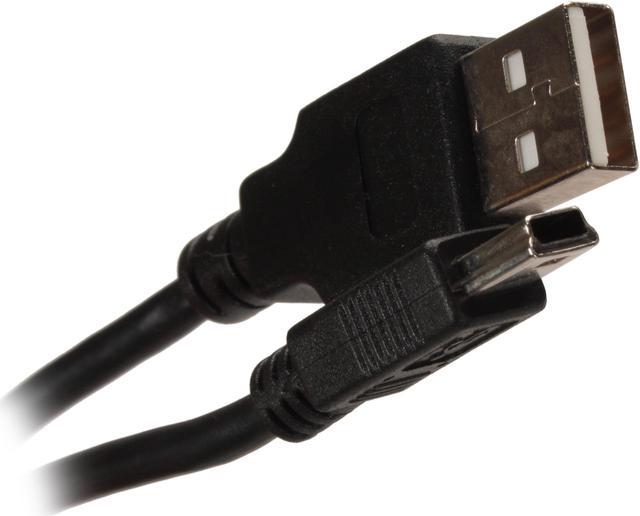 10ft Mini USB 2.0 Cable Black Type A Male to 5 Pin Mini-B Male