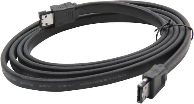 Alt view image 2 of 3 - Nippon Labs Black 1.5M 4.92 ft. eSATA Cable 3.0Gbps Male to Male I Shape for SATA I and SATA II Hard Drive 1.5ft Model ESATA-1.5M-BK 1.5 feet