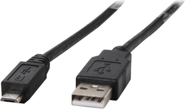 USB 2.0 A Male To Micro B Male 5-Pin Gold-Plated Cable - 3Feet Black