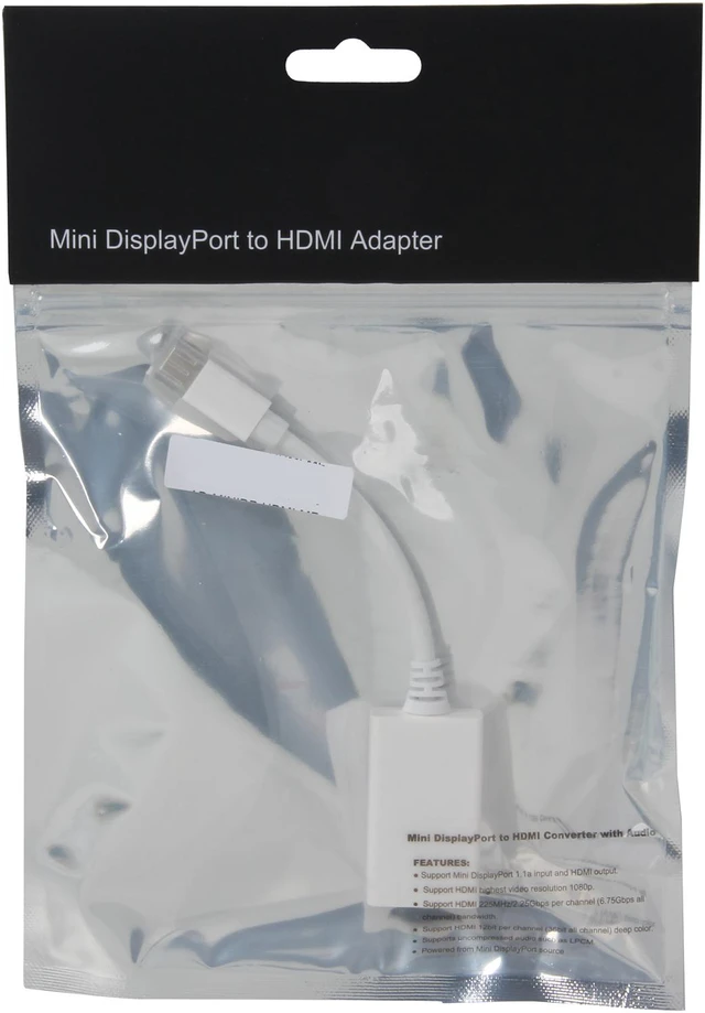 Alt view image 3 of 3 - Nippon Labs AD-MINIDP-HDMI-MF Mini DP DisplayPort Male to HDMI Female Adapter Converter, White - OEM