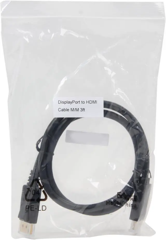 Alt view image 3 of 3 - Nippon Labs DP-HDMI-3 3 ft. DisplayPort to HDMI Converter Cable Supporting VR / 3D / 4K, Black - DP to HDMI Adapter - (M/M) - OEM
