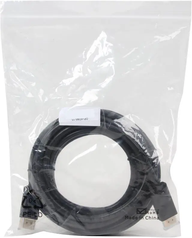 Alt view image 3 of 3 - Nippon Labs DP-HDMI-15 15 ft. DP DisplayPort to HDMI Converter Cable Supporting VR / 3D / 4K, Black - DP to HDMI Adapter - (M/M)