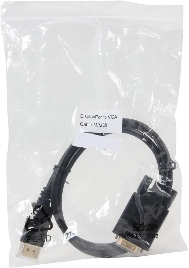 Alt view image 3 of 3 - Nippon Labs DP-VGA-3 3 ft. Black DisplayPort to VGA DisplayPort to VGA 28 AWG Cable Male to Male