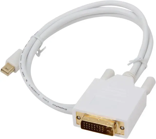 Alt view image 2 of 3 - Nippon Labs MINIDP-DVI-3 3 ft. Mini DP DisplayPort Male to DVI Male Adapter Cable, White