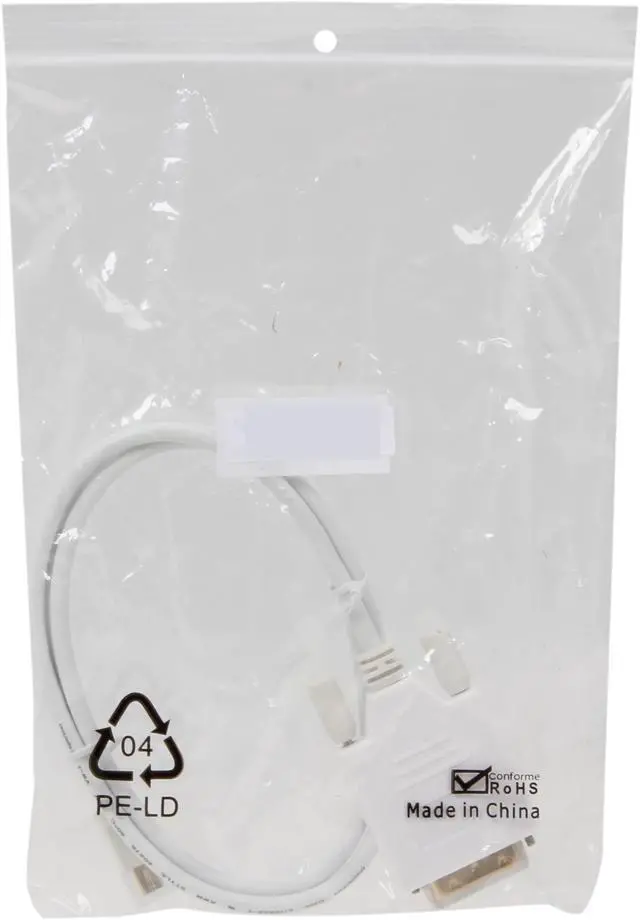 Alt view image 3 of 3 - Nippon Labs MINIDP-DVI-3 3 ft. Mini DP DisplayPort Male to DVI Male Adapter Cable, White