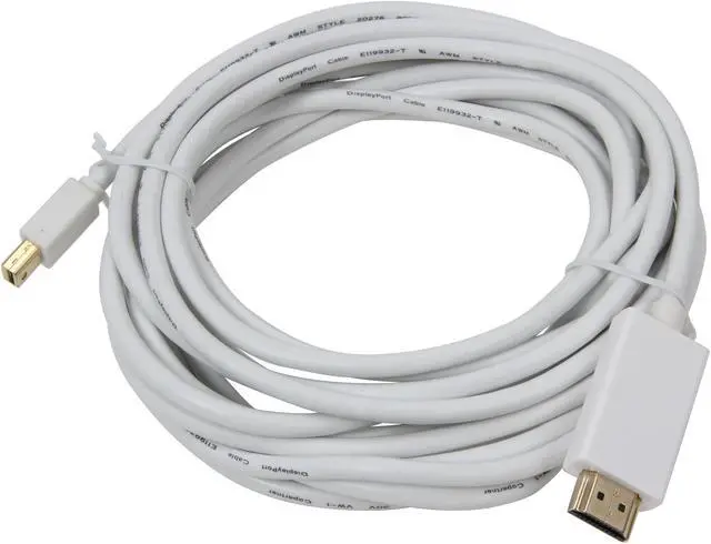 Alt view image 2 of 3 - Nippon Labs MINIDP-HDMI-15 15 ft. Mini DP DisplayPort Male to HDMI Male Adapter Cable, White