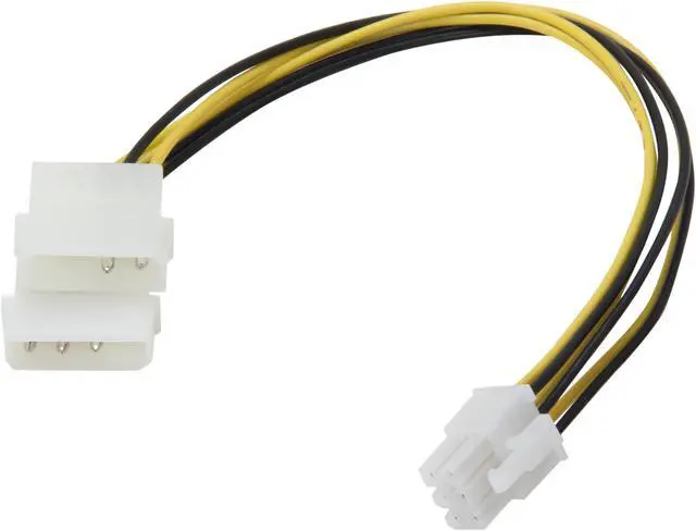 Alt view image 2 of 3 - Nippon Labs POW-20308 8 in. PCI Express 6 Pin to 5.25 Male x 2DC Adaptor Cable Male to Male - OEM