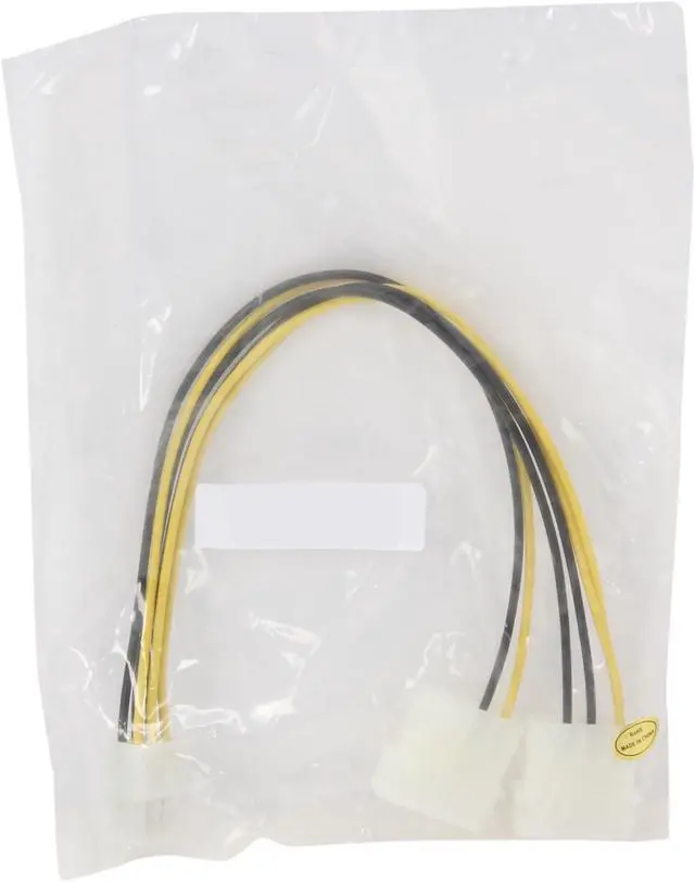 Alt view image 3 of 3 - Nippon Labs POW-20308 8 in. PCI Express 6 Pin to 5.25 Male x 2DC Adaptor Cable Male to Male - OEM