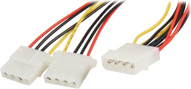 Main image of Nippon Labs POW-01208 8" 1 x Molex 5.25 Male to 2 x Molex 5.25 Female Power Supply Y Adapter Cable Spliter - OEM