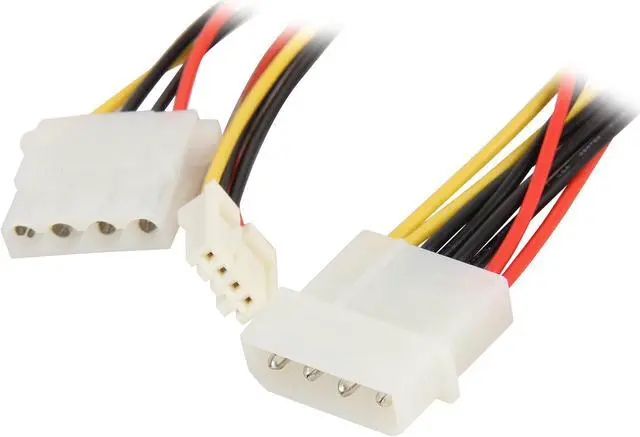 Main image of Nippon Labs POW-03808 8" 1 x Molex 5.25 Male to 1 x Molex 5.25 Female and 1 x 3.5 Female Power Supply Adapter Y Cable Spliter