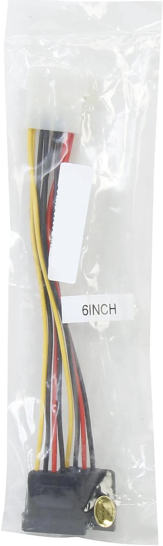 Alt view image 4 of 4 - Nippon Labs POW-S6800-6IN 6" Molex 4 Pin Male to 2 x SATA Female Power Adaptor Y Cable Splitter - OEM