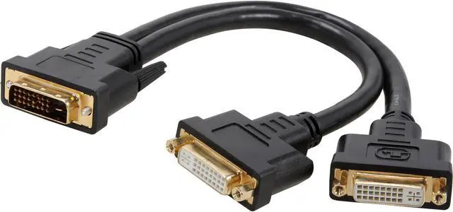 Main image of Nippon Labs DVI-ADT-1M2F-BK 1 ft. DVI-D Male to 2 DVI-I Female Heavy Duty Y ADAPTOR Cable, Black - OEM