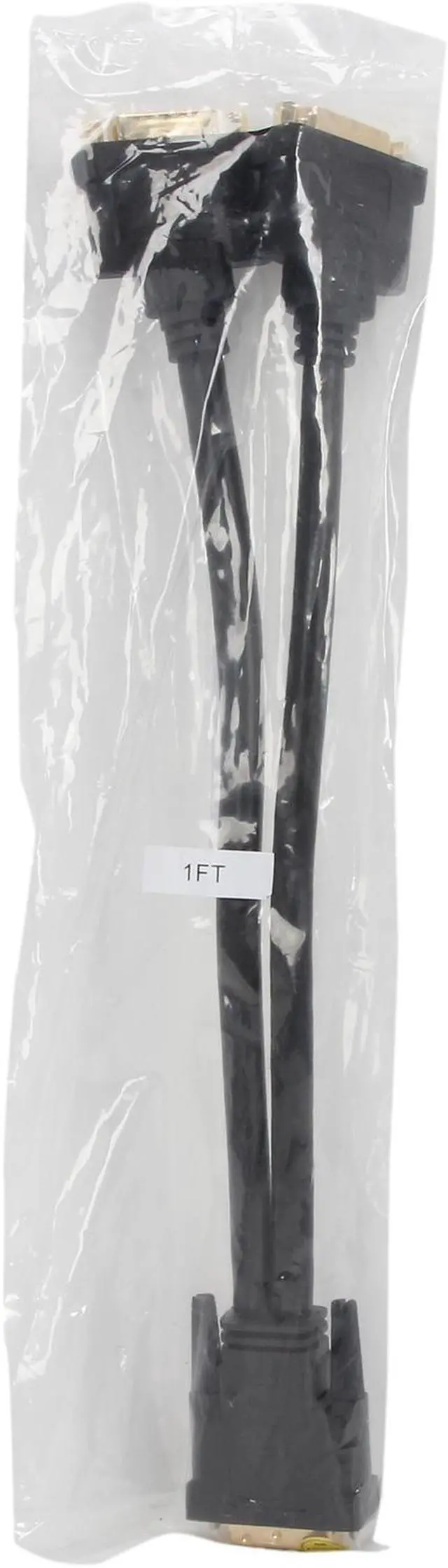 Alt view image 3 of 3 - Nippon Labs DVI-ADT-1M2F-BK 1 ft. DVI-D Male to 2 DVI-I Female Heavy Duty Y ADAPTOR Cable, Black - OEM