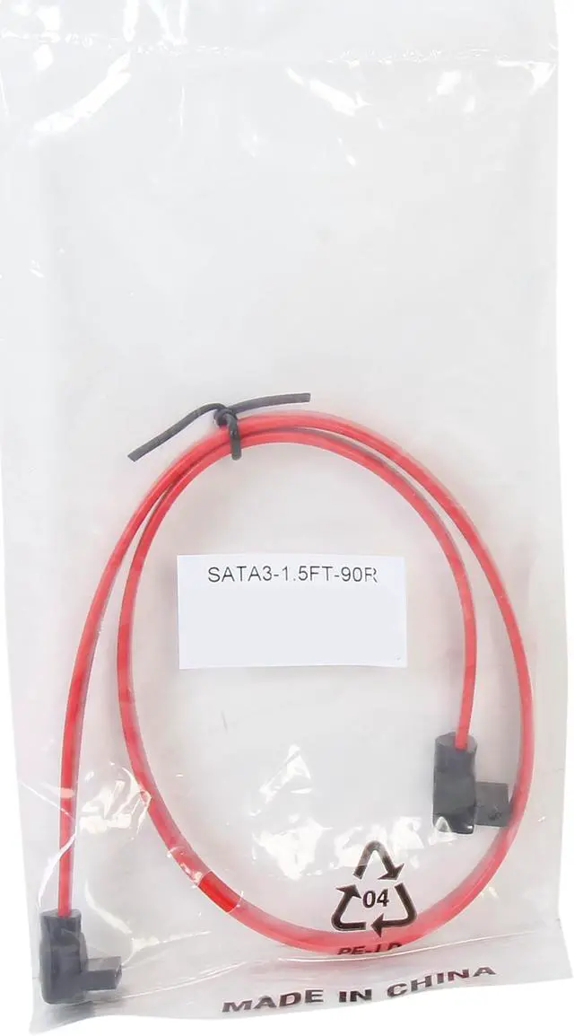 Alt view image 3 of 3 - Nippon Labs SATA3-1.5FT-90R 1.5 ft. SATA III Male to Male Cable with Right Angel Connectors, Red - OEM