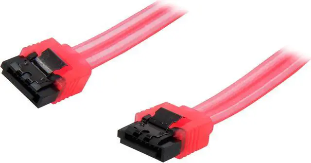 Main image of Nippon Labs SATA3L-1.5FT-RD 1.5 ft. SATA III Male to Male Latching Cable, UV Red - OEM