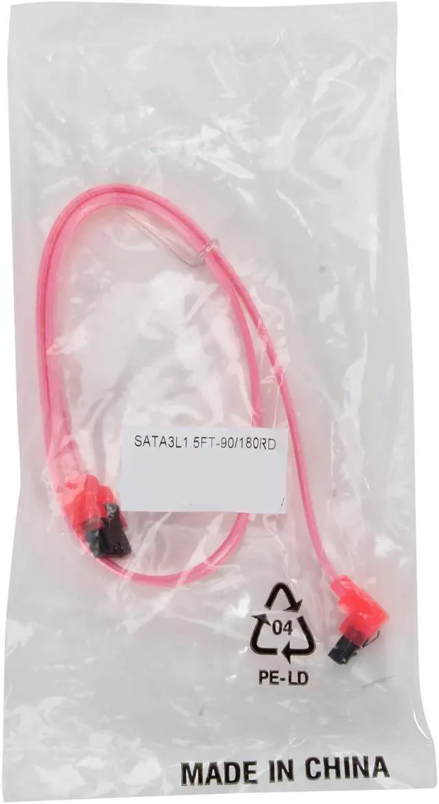 Alt view image 3 of 3 - Nippon Labs SATA3L1.5FT-90/180RD 1.5 ft. SATA III Cable w/ Locking Latch (90 degree to 180 degree) 1.5 feet- OEM