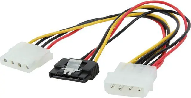 Main image of Nippon Labs SATA4PMF-Y4PMM 8 in. 4pin MOLEX Male to 15pin SATA II and 4pin MOLEX Female Power Cable - OEM