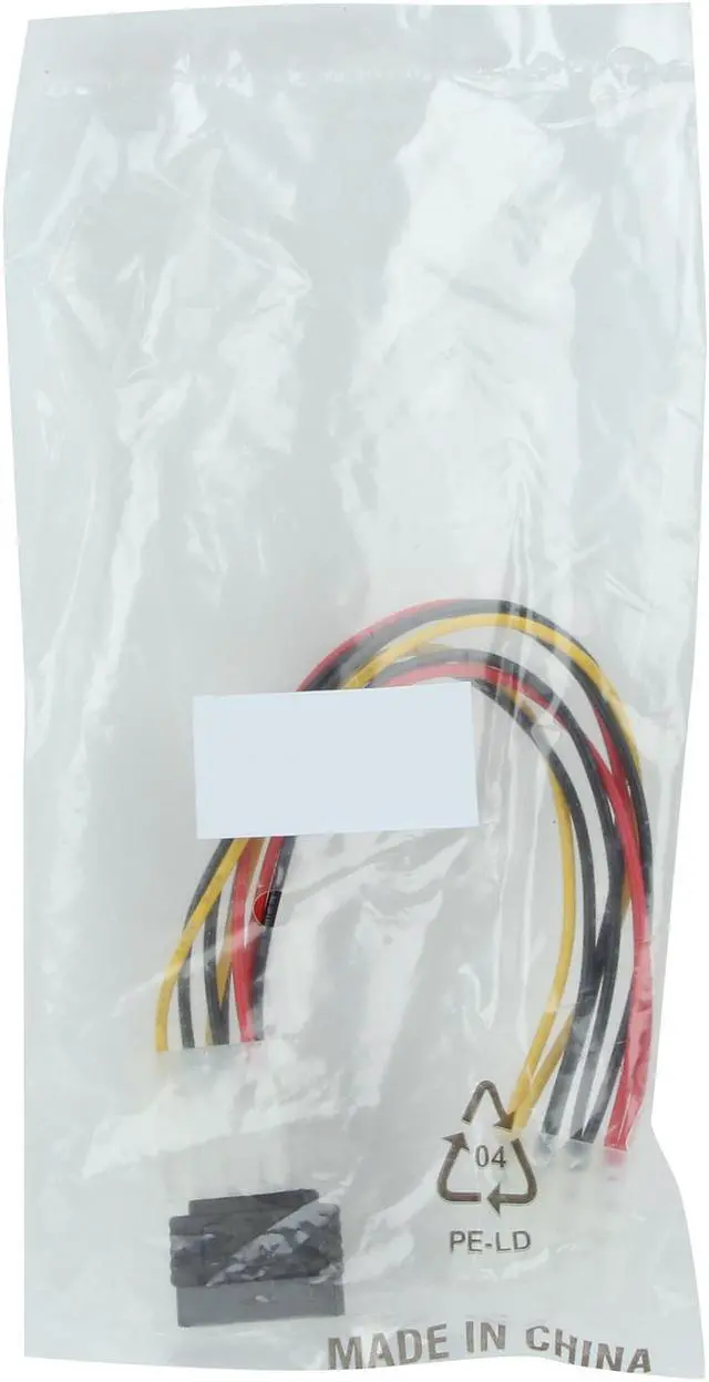 Alt view image 3 of 3 - Nippon Labs SATA4PMF-Y4PMM 8 in. 4pin MOLEX Male to 15pin SATA II and 4pin MOLEX Female Power Cable - OEM